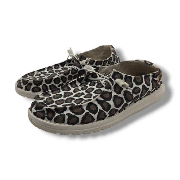 Hey‎ Dude Wendy Shoes Womens 12 Leopard Chambray White - Picture 4 of 9